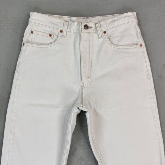 Vintage 1995 Levi's 550 Off-White Denim Jeans MADE IN USA Fit 32 x 33 - Picture 2 of 8